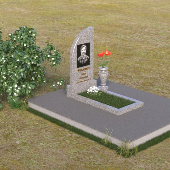 Памятник с волнистым верхом из гранита, гранит Мансуровский, вид 2
