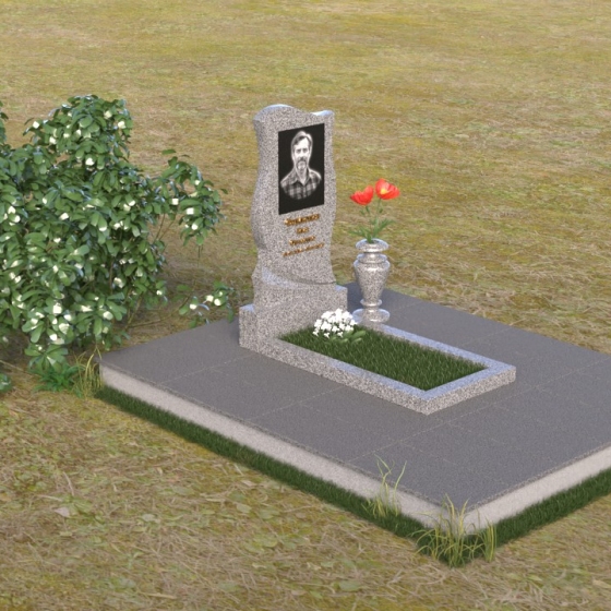 Памятник-волна с драпировкой из гранита, гранит Мансуровский, вид 2