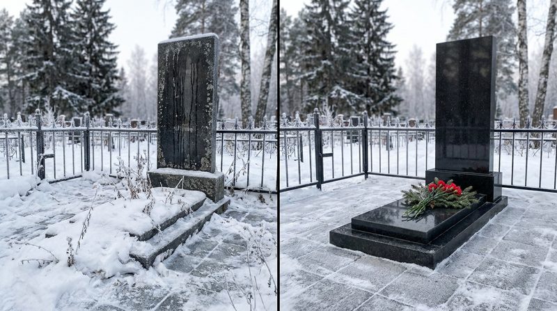 Уборка могилы в Омске — пример 2
