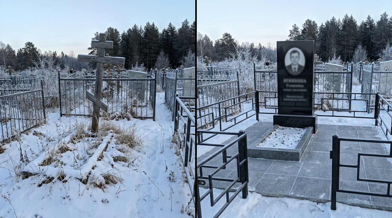 Установка памятника в Омске — пример 1